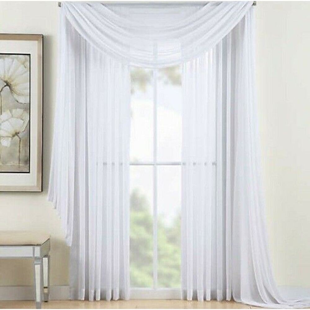 Reverie Sheer Window Curtain Panel White 95” Light Filtering 1 Panel